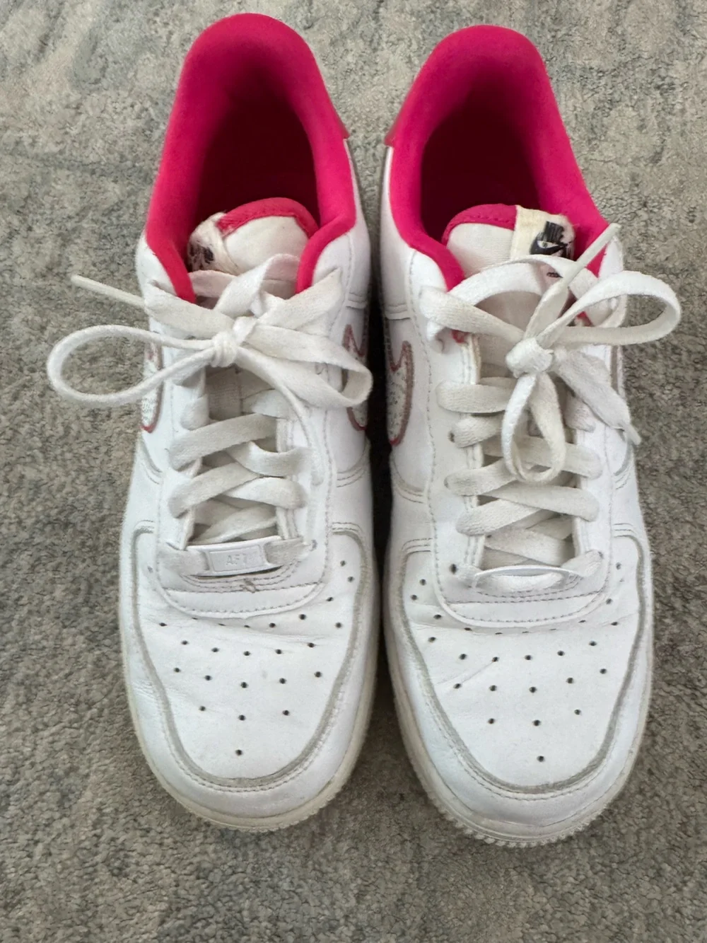 Nike Kids White Sneakers with Bright Pink Lining